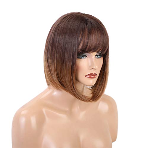 Generic 12 '' Mulheres Curtas Retas Bob Perucas Sintéticas Resistente Ao Calor Peruca de Cosplay -