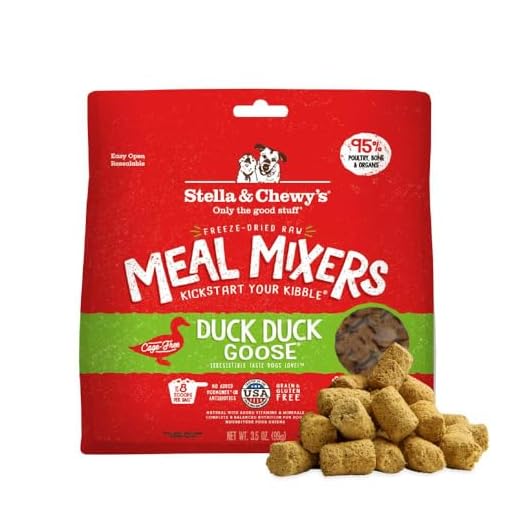 Stella & Chewy's Freeze-Dried Raw Duck Duck Goose Meal Mixers - Dog Food Topper and Mixer - Made with 95% Cage-Free Poultry, Organs & Bone - Perfect for Picky Eaters - Grain-Free - 3.5 oz