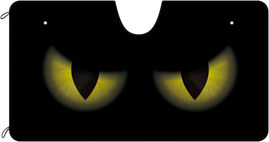 Yellow Eyes Windshield Sun Shade for Car SUV Truck Funny Eyes Front Windows Sunshade Blocks UV Rays Sun Heat 51 x 27.6 Inch