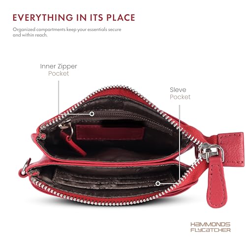 Image of HAMMONDS FLYCATCHER Genuine Leather Sling Bag for Women Stylish Crossbody Bag for Women Compact Lightweight Ladies Sling Bags for Woman with Adjustable Strap for Daily Use