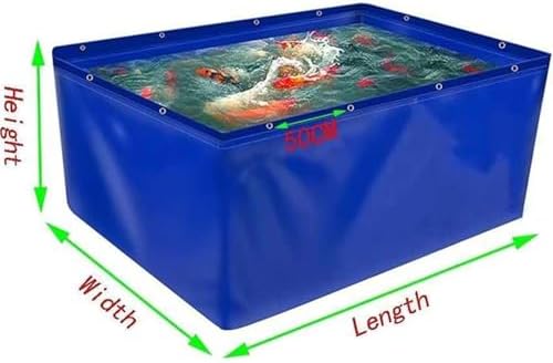 PVC Canvas Aquarium Holding Tank with Drain Valve - Temporary Water Storage Pool for Koi Fish and Turtles (1x1x0.5m)
