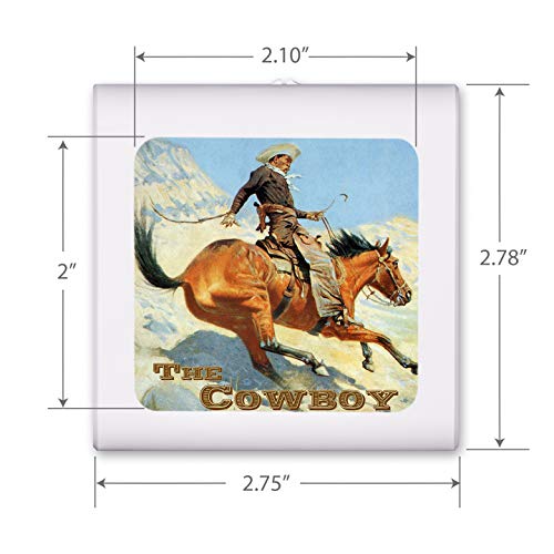 Image of Art Plates Plug in Dimmable LED Night Light with Dusk to Dawn Auto Sensor, Adjustable Brightness, Warm Light, Auto On-Off Nightlight for Bathroom, Hallway, Nursery, Bedrooms - Horse-The Cowboy