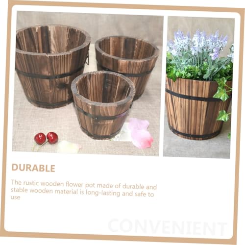 Pot en bois carbonisé DOITOOL, poterie décorative rustique et durable - 5