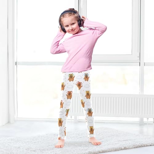 J JOYSAY Capybara Glasses Clouds Girls Leggings Soft Comfortable Fashion Kids Toddler Leggings Size 4-10T4