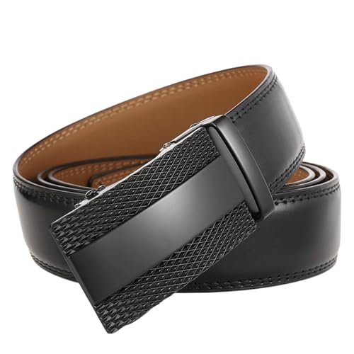 Men's Fashion Leather Belt with Automatic Buckle Cowhide Non-Porous Strap for Suits Alloy Waist Accessory3
