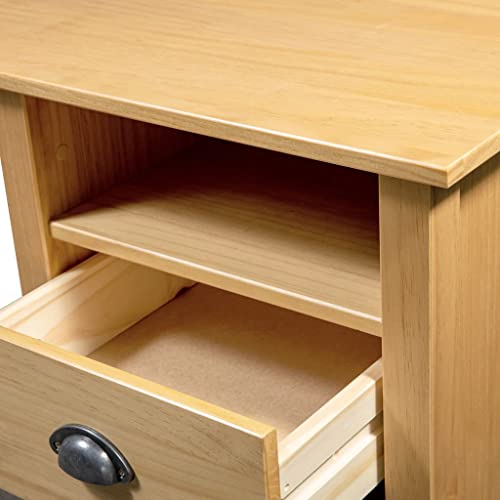 Bureau secrétaire Hill en pin massif, meuble durable en bois véritable