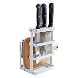 GeLive Metal Knife Block Cutting Board Chopper Holder Drying Rack Kitchen Storage Organizer Counter...