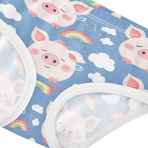 Wusikd Pig Face Girls' Underwear Cotton Rainbow Clouds Girls Briefs Soft Toddler Underwear 2T4