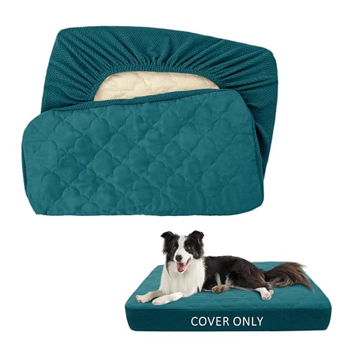 CHHKON Dog Bed Covers Replacement Washable Waterproof Pet Puppy Bed Cover for Dog(Peacock Blue,36x27x6 inch)