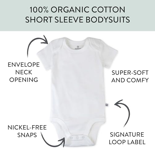 Image of HonestBaby unisex-baby Organic Cotton Short Sleeve Bodysuits Multipack