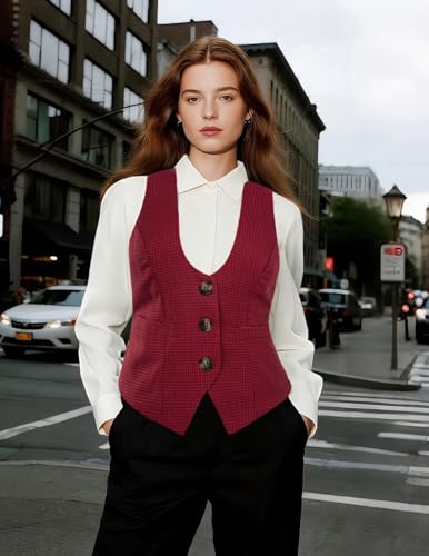 Image of GRACE KARIN Women's Suit Vest Top, Dressy Casual Sleeveless Button Waistcoat, Fromal Steampunk Blazer for Work Office