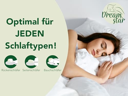 DREAMSTAR Eco 2er Set Kopfkissen mit Eco Faserfüllung | waschbar 40 Grad | Allergiker geeignet | 100% Mikrofaser | Öko-Tex Zertifiziert | 40 x 80 cm