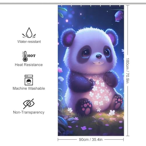 Rideau de douche pour baignoire d'angle imprimé panda rigolo