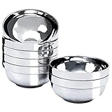 Resinta 7 Pack 13 Ounce Stainless Steel Bowls Double-walled Insulated Bowls Set (Diameter 5.1 inch)