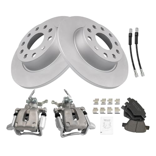 Image of TRQ Rear Brake Pad and Rotor Set Ceramic G Coated 272mm Rotors Calipers Compatible with 2010 Volkswagen Jetta