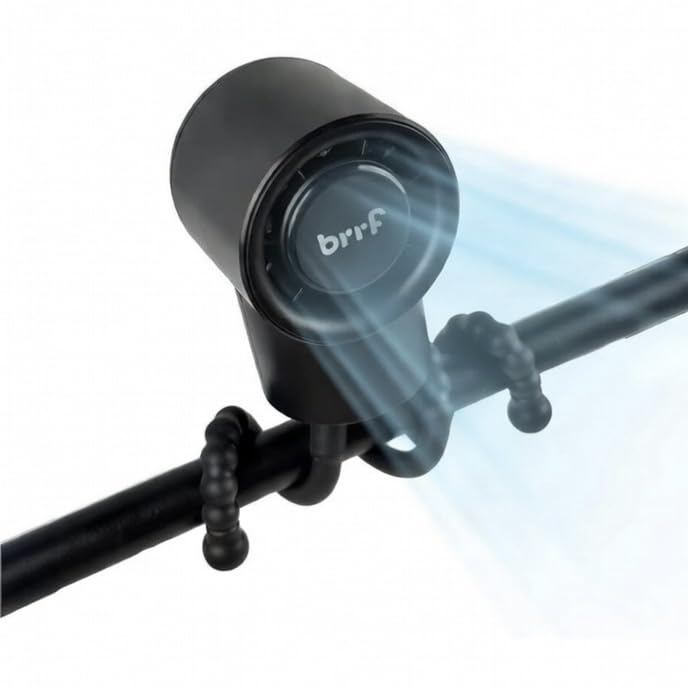 brrf Stroller/Tripod Fan (Upto 8 Hours Running) Rechargeable 1200 mAh Inbuilt Battery Operated Portable Fan/Stroller Fan/Desk Fan/Adjustable Fan, Carry it anywhere, Black, 3 Speeds