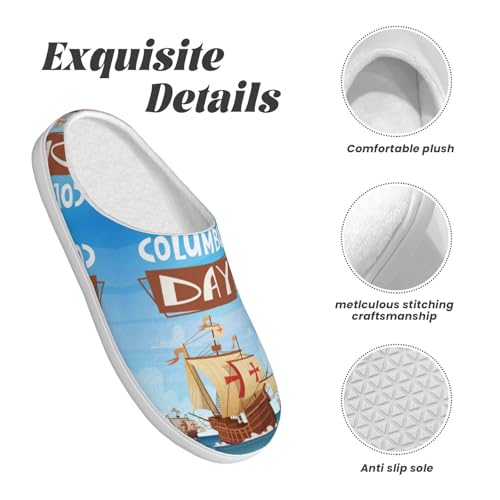 Happy Columbus Day Adult Cotton Slippers For Women Men4