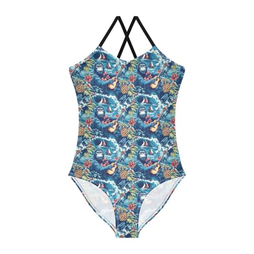 Girls Swimwear 3-10 Years One Piece Halter Swimsuit Bigfoot Beach Bathing Suit