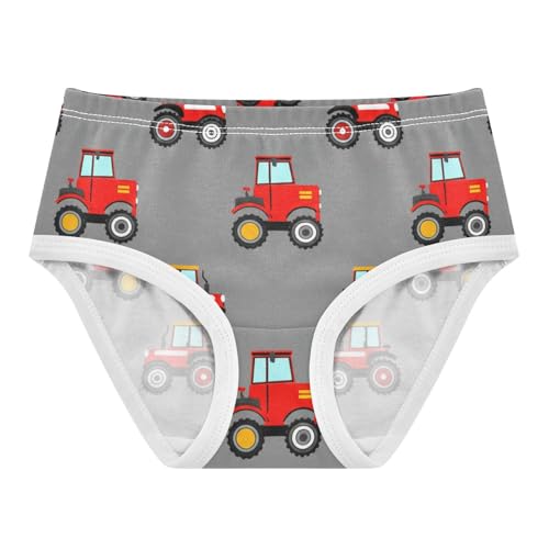 Cute Cartoon Red Tractors Gray Panties for Girl Toddler Underwear Floral Cotton Cartoon Kids Undies Briefs 2t