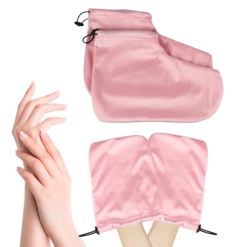 Guantes de spa de parafina, fundas de mano y transpirables, guantes de apertura elástica, envoltura de crema hidratante, juego de tratamientos para dormir, con calefacción para mujeres, uso de