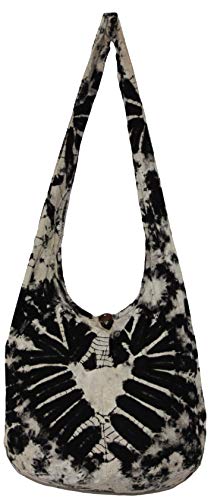 Image of TIE DYE Bohemian Hipster Hobo Boho Hippie Crossbody Bag Purse Black Tone 39 inch