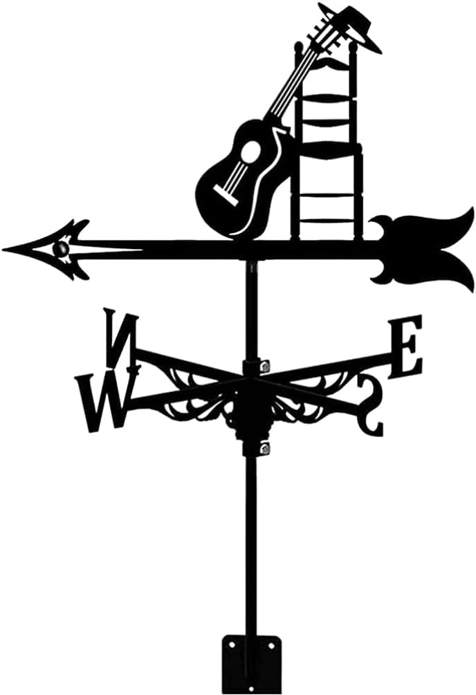 WIQUYBML Wind Vane Weather Decorative Yard Weathervane Silhouette Wheel Vintage Chicken Decor Outdoor Spinners Metal Insert Weathervan