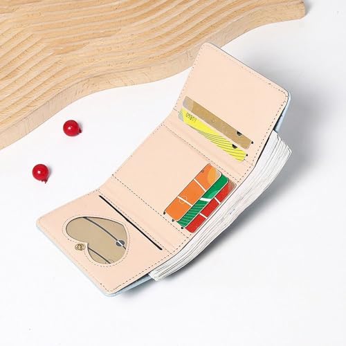 Mini 3 Folds Money Coin Purse strawberry decor PU Leather Credit Card Holoder INS Style Card Wallets for4