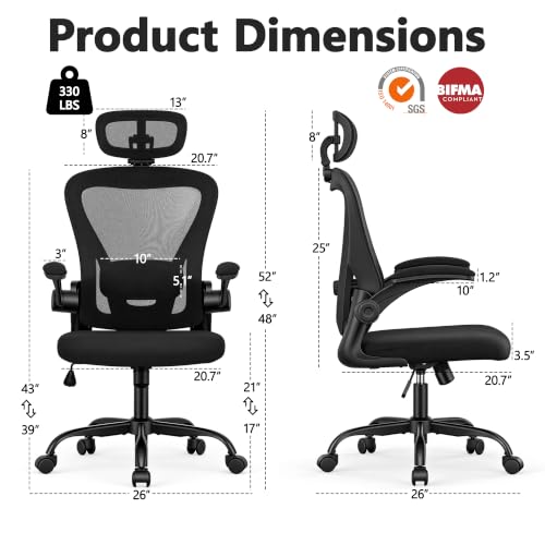 Image of Office Chair, Ergonomic Computer Desk Chair with 3D Headrest