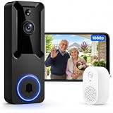 Doorbell Camera Wireless, 1080P Battery Powered Door Camera (With Receiver)