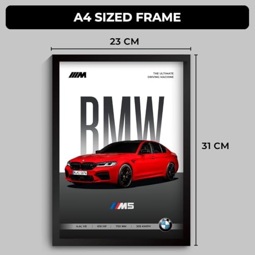 Image of Funk You Store BMW M5 Poster | Framed BMW A4 Sized (31 x 23 cm) | Car Poster for Wall, Gift for Boys, Sportcar Frames | Car Posters for Wall, Bedroom, Hostel, Study Area, Hostel, Dorm (F 020)