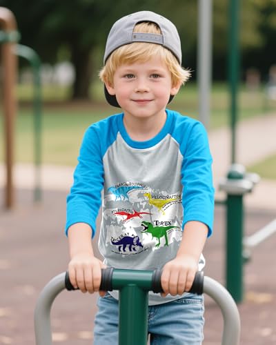 Toddler Boys Long Sleeve Shirts Crewneck Kids T-Shirts Graphic Casual Tops Boys 3/4 Sleeve Shirts for 3-8 Years4