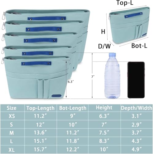 HyFanStr Purse Organizer Insert for Handbags,Tote Bag Organizer Insert Zipper Bag for Women, Handbag Organizer Inside Liner with 15 Pockets