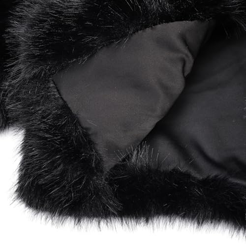 Amazhiyu Women's Faux Fur Crop Lapel Jackets Open Front Long Sleeve Coat Pockets4