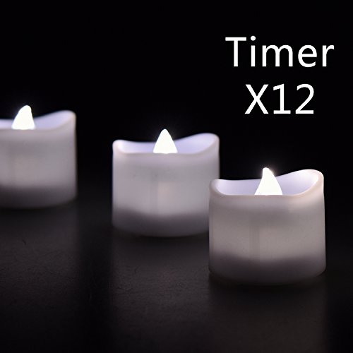 Elander Led Tea Lights Flameless Candle With Timer, 6 Hours On And 18 Hours Off, 1.4 X 1.3 Inch, Cool White, [12 Pack] #TOP1