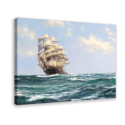 Voilier de Montague Dawson toile tendue bateau haute mer déco murale