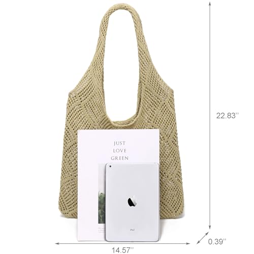 Image of CATMICOO Crochet Beach Bag Tote: Small Knit Bag Summer Shoulder Bag for Vacation