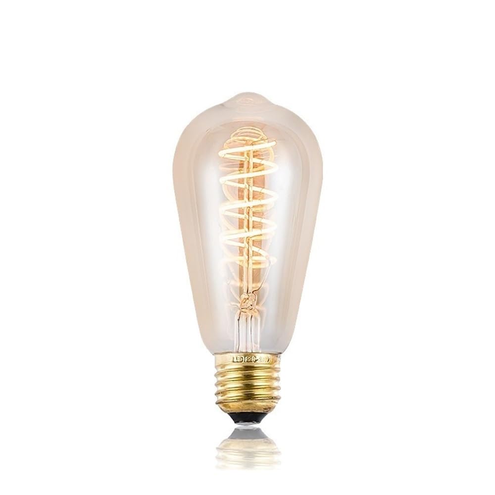 fengyan Casa Bombillas 10 unids/Lote ST64 AC220V E27 4W filamento Flexible Edison Bombilla Regulable Retro ámbar LED Espiral Bombilla Flexible Familiar Lámpara