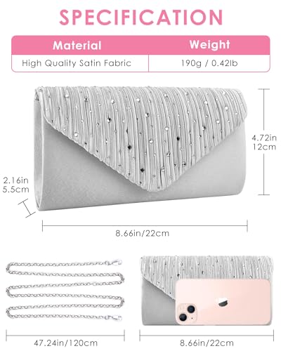 Image of TINDTOP Evening Clutch Purses for Women Handbags for Formal Wedding Party Cocktail Prom Crossbody Shoulder Envelope Bag | for Formal Wedding