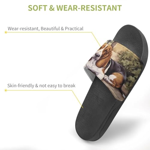 Basset Hound at The Gate Non Slip Slides Sandals for Women Men Quick Drying Shower Shoes for Bathroom Pool Beach3