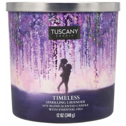 Tuscany Candle SEASONAL Timeless Scented Jar Candle (12 oz) - Carried Away Collection: Sparkling Lavender, Chilled Eucalyptus, Fresh Morning Air - Limited-Run, Premium Satin Wax, 3 Wicks Cover