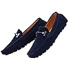Jamron Mens Elegant Buckle Loafers Comfort Suede Driving Shoes Stylish Moccasin Slippers Navy SN19020 UK8 #5