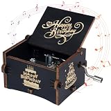 JKJYSJ Happy Birthday Music Box - Hand Crank Engraved Vintage Wooden Musical Boxes Gift for Boyfriend,Girlfriend,mom,dad,Kids,Grandma,Grandpa,Friends.
