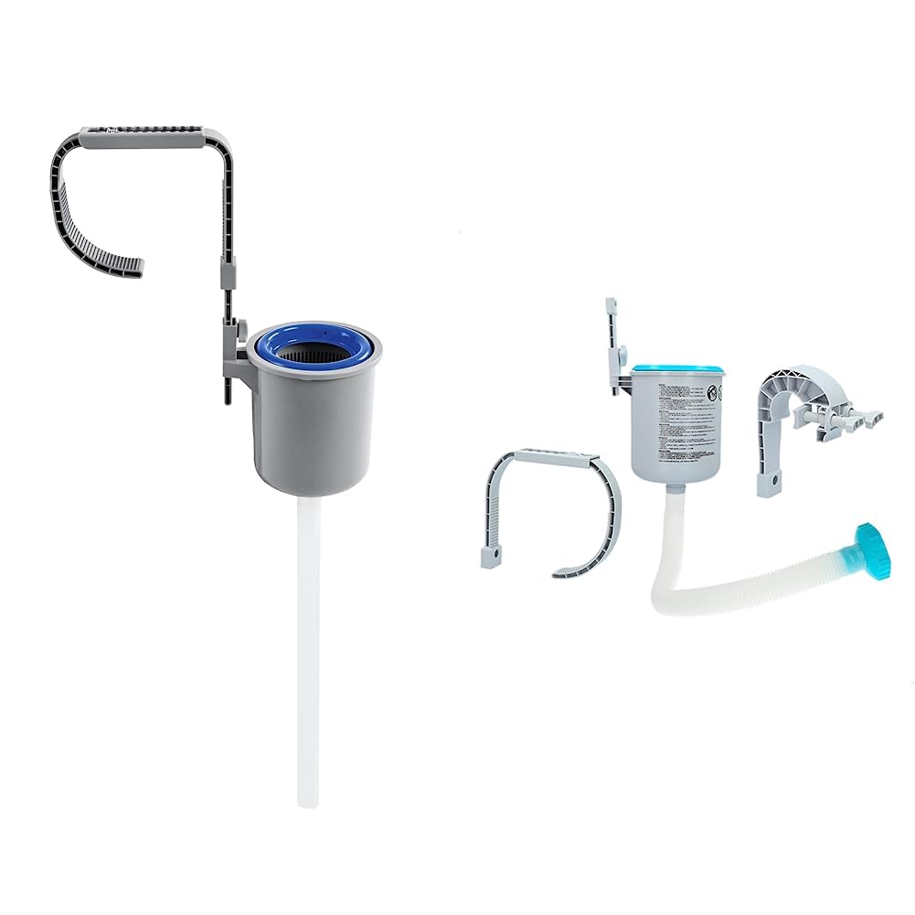 Bestway Flowclear Wall Mount Surface Skimmer | Cleans Above Ground Pools | Attracts Floating Debris, One Size, Grey & Intex Deluxe Wall Mount Surface Skimmer