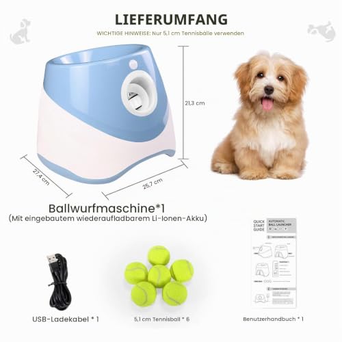 Aolawco Automatischer Ballwerfer,Ballwurfmaschine Hund mit 6 2'Tennisbällen