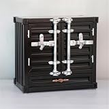AXFCBDF Wrought Iron Bedside Table, Large Capacity Nightstand, Industrial Style Side Table, Multifunctional Accent Table, Retro Storage Cabinet(Black)