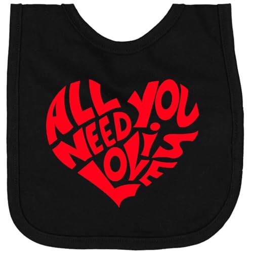 inktastic All You Need Is Love Red Heart Shape Newborn Bib Black 28a02