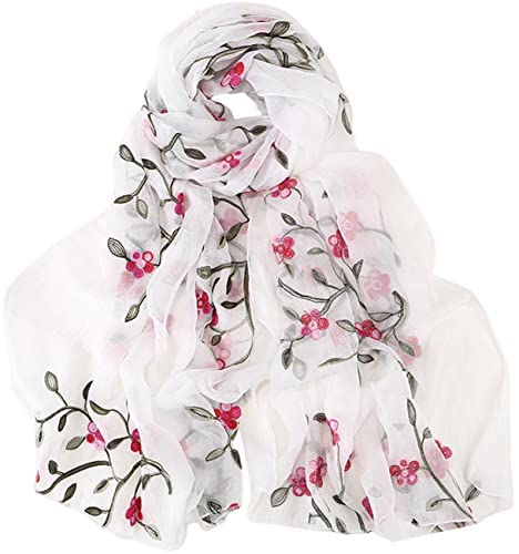 prinfantasy Halstuch Damen Schal mit Eleganter Blumenkleid und Langer Fransen Leichter Hochwertiger Warme Weich Baumwolle Schals M1706002