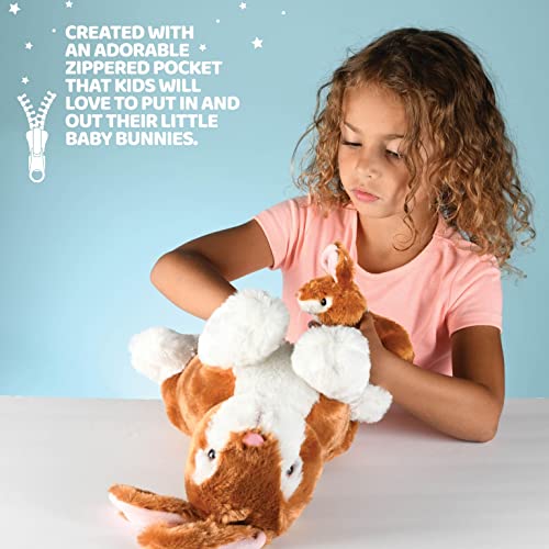 Prextex Plush Bunny Rabbit with Zippered Pouch for Little Baby Bunnies, Bunny Stuffed Animal, Easter Bunny Stuffed Animal, Stuffed Animal with Babies Inside - Perfect for Easter Gift and Easter Basket - Image 3