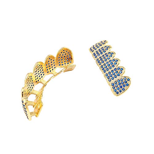 Grelhas de diamante Iced Out - Grelhas de diamante Hip Hop - Conjunto superior e inferior de 6 dente