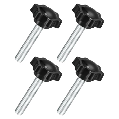 uxcell 4Pcs M10 x 50mm Star Knobs, Plastic Hex Shaped Clamping Knob Screw Hand Tightening Replacement Knob for Umbrella Base Replacement knob